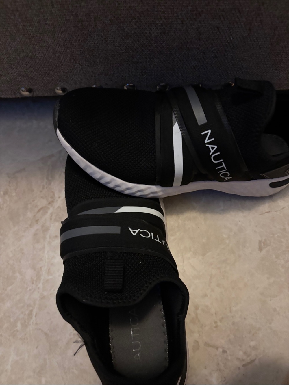 Nautica Men’s Black and White Slip-On Athletic Sneakers